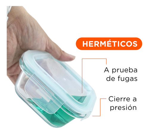 Recipientes Hermeticos Toppers Comida Contenedores Vidrio Color Turquesa Clickbuy