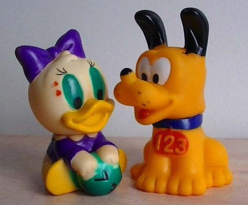 Pluto Y Daisy Bebés. Muñecos De Goma. Disney (vintage)