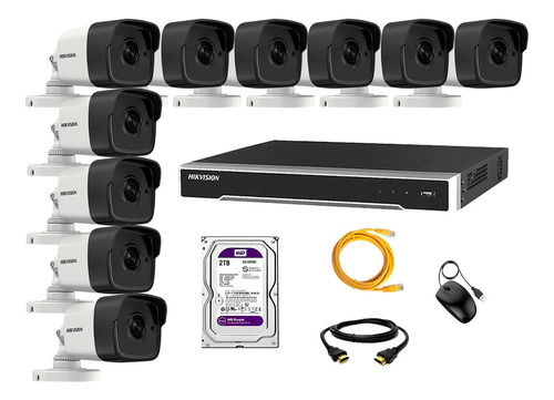 Camara Seguridad Ip Poe Exterior Kit 10 Hikvision Disco 2tb