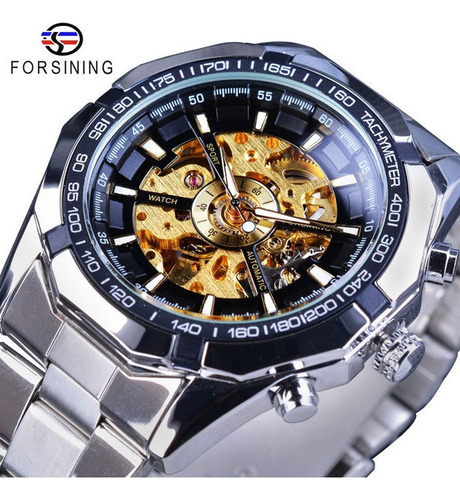 Reloj Mecánico Skeleton Winner For Hombre Con Pulsera