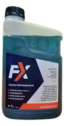 Liquido Refrigerante Orgánico Concentrado Fx (tipo A) X 12l Color Rojo, Amarillo, Verde