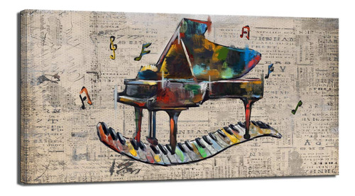 Sechars Arte De Pared De Musica Vintage, Pintura De Piano Re