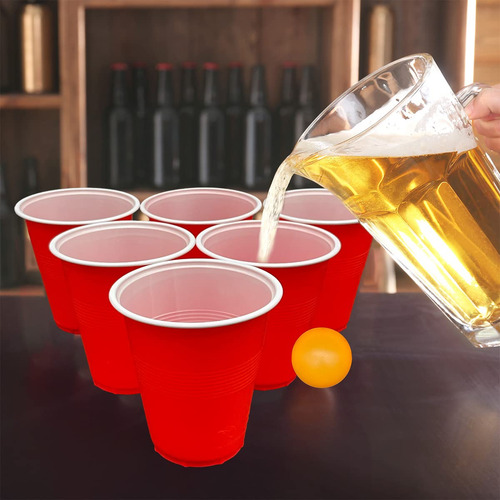 Juego De Beber Beer Pong Con 12 Vasos 500 Ml Y Pelotas
