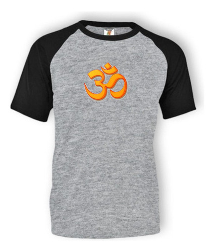 Remera Gris Ranglan  Personalizada Namaste Yoga Om