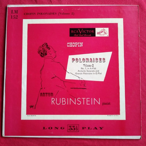 Chopin Polonaises Vol 2 (artur Rubinstein Piano) Lp 10'' Usa