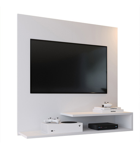 Estante Painel Parede Smart New TV 32 Polegadas Prateleiras Decorativas Sala Quarto Pequeno Retrô – Branco - RPM