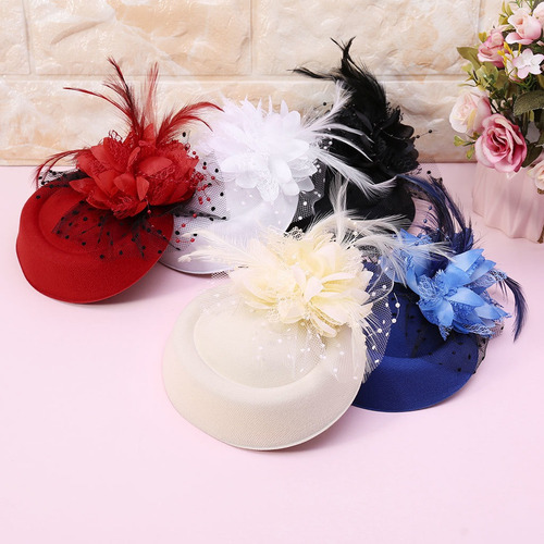 Fascinator Hats Headband Feminino Pena Flor Noivas Cabelo A