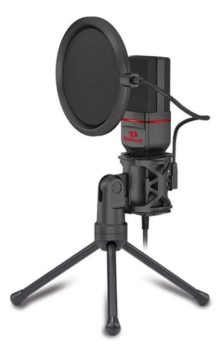 Microfone Gamer Redragon Gm100 Streamer Seyfert Com Tripé