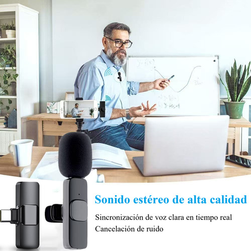 2 Unids Micrófono Inalámbrico Lavalier Para iPhone Y Android Microfono Inalambrico Con Reducción De Ruido Inteligente Para Grabación De Videos, Transmisiones En Vivo Y Vlogs