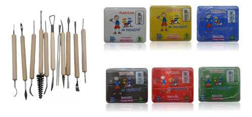 Herramientas Moldeado Plastilina  Set 6 Lb Colores Primarios