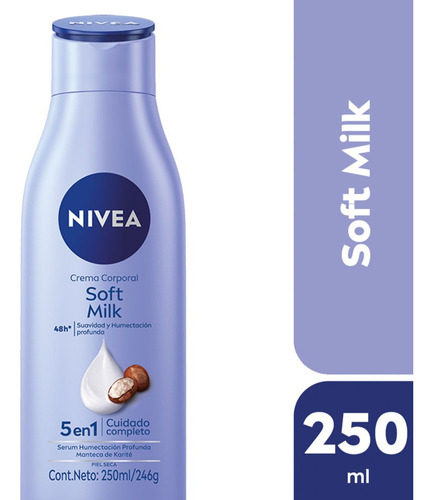 Crema Corporal Nivea Soft Milk 5 En 1 Piel Seca X 250 Ml