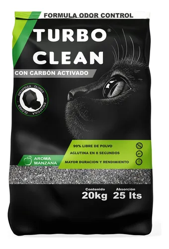 comprar Arena Aglutinante Turbo Clean Odor Control 20kg Manzana x 20kg de peso neto y 20kg de peso por unidad