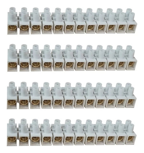 Tablilla De Conexión Blanco 12p 10mm2 57a Cal 8awg 4 Pzs