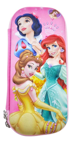 3 Pzas Estuche Para Lápices Lapicera 3d Escolar Princesas Rosa Princesas