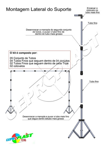 Imagem 2 de 4 de Suporte Painel Festa,banner 3x3m ,balões Cortina + Presilhas