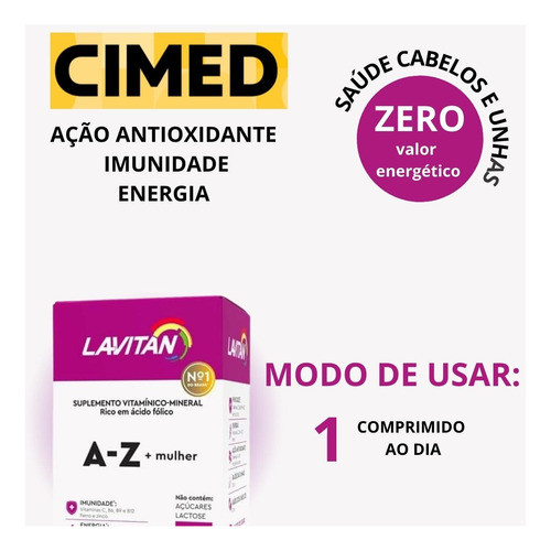 Kit 02un Suplemento Vitaminico A-z Mulher 90 Capsula Lavitan