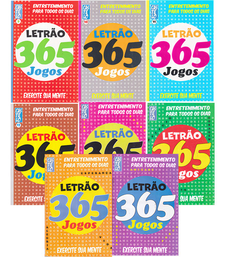 365 Jogos De Caça Palavras Com Letrão, De Estúdio Moloton., Kit Com 8 Volumes. Editorial Editora Castelo, Capa Mole Em Português, 2023