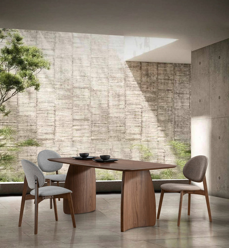 Juego Comedor Nogal Mesa 180x90 6 Sillas Minimalista Moderna