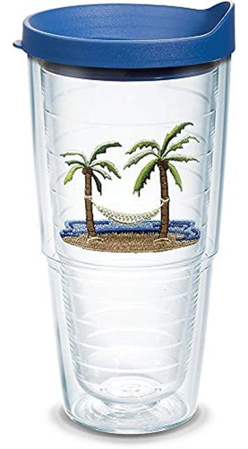 Tervis Palm And Hammock Vaso Aislado Con Emblema Y Tapa Azul