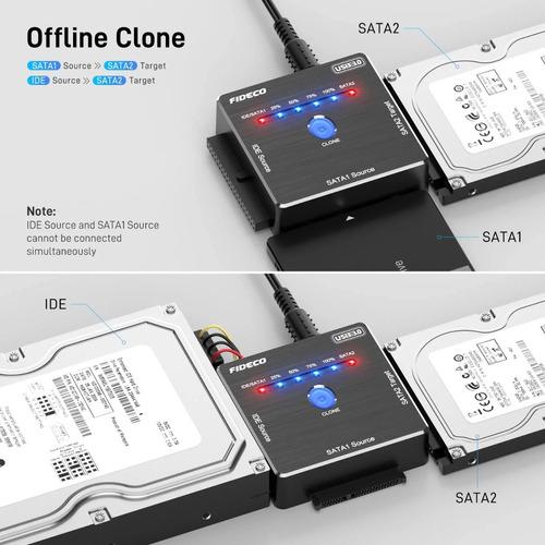 Lector Disco Duro Externo Usb 3.0 A Ide Sata 2.5 3.5 Y Clona