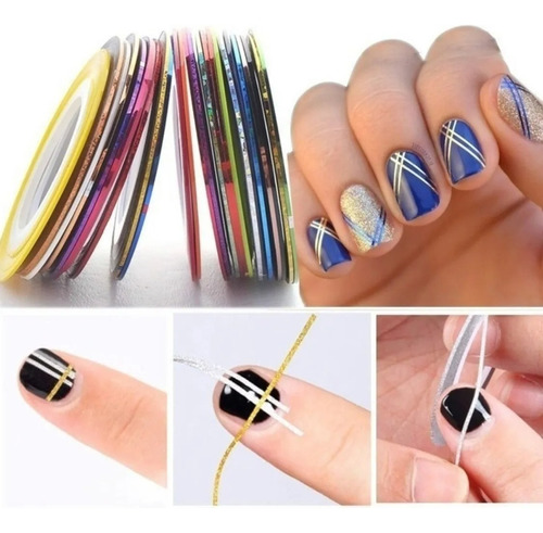 10 Cintas Adhesivas Para Uñas. Art Nail