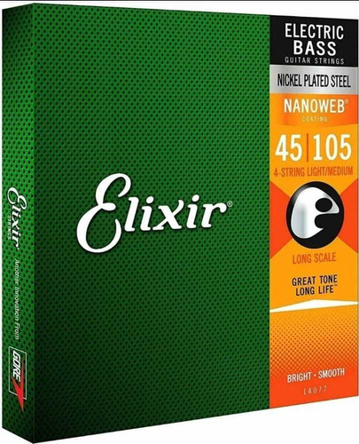  Pack Cuerdas Para Bajo Elixir 4 Cuerdas Promo