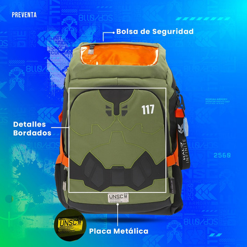 Mochila Halo Mitica Backpack Hal025bp194a Color Verde