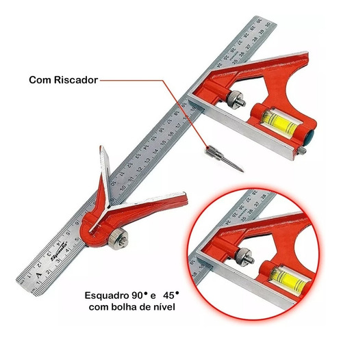 Esquadro Combinado Alumino 12 Pol 300mm 323675 Sparta 323675