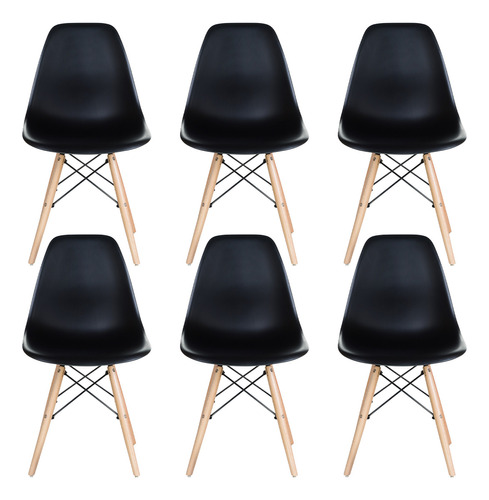 Cadeira De Jantar Decoração Moderno Eames Casa Laura Cor Preto 6 Unidade