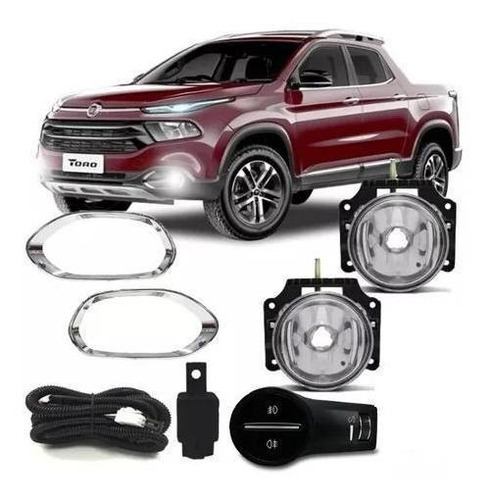 Kit Farol De Milha Fiat Toro 2016 A 2020 Botão