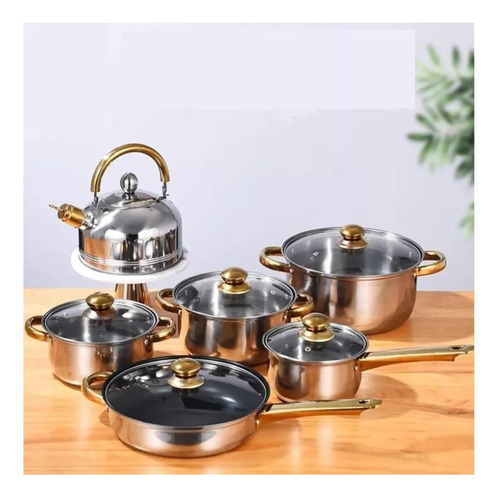 Set Juego De Ollas De Acero Inoxidable Premium