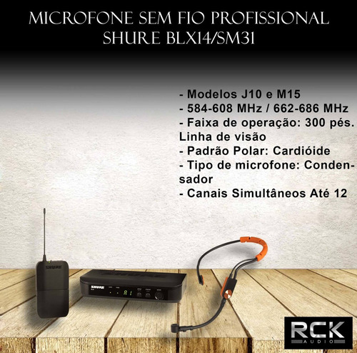 Microfone Sem Fio Profissional Shure Blx14/sm31