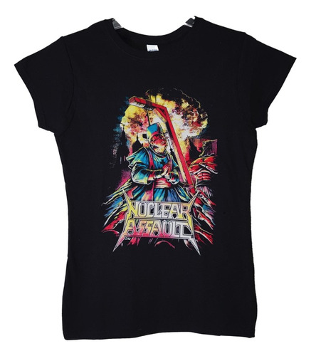 Polera Mujer Nuclear Assault Hang The Pope Metal Abominatron