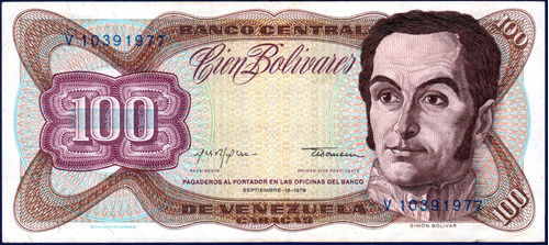 Billete De 100 Bolívares V8 Septiembre 18 1979 Simón Bolívar