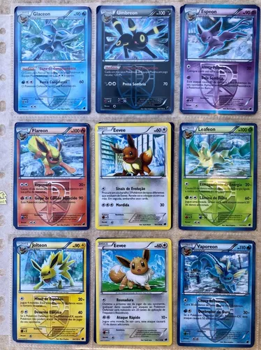 Carta Pokémon Eeveelutions Diversos Modelos Escolha Pronta Entrega - Eevee  e Evoluções Flareon Vaporeon Jolteon Leafeon Glaceon Sylveon Espeon Umbreon  - Carta Rara de Coleção