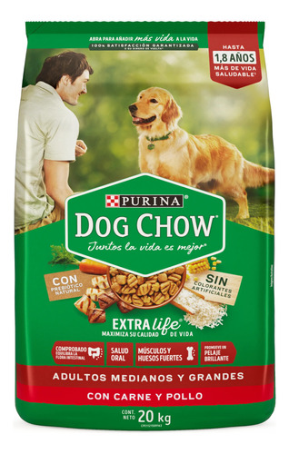 Alimento Dog Chow Sin Colorantes Adulto Razas M/g 20kg