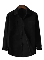Comprar Camisa Casual De Pana De Manga Larga Con Solapa De Color Lis