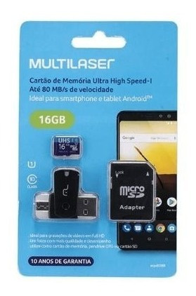 Kit 4x1 Adaptador Usb Dual Drive + Sd + Cartão Memória 16gb