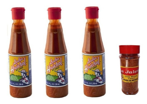 Salsa Picante Huichol Hot Medium 190 Ml (pack 3 Piezas)