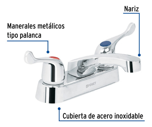 Mezcladora Lavabo 4 Cuello Corto Zamac Palanca Foset 49278