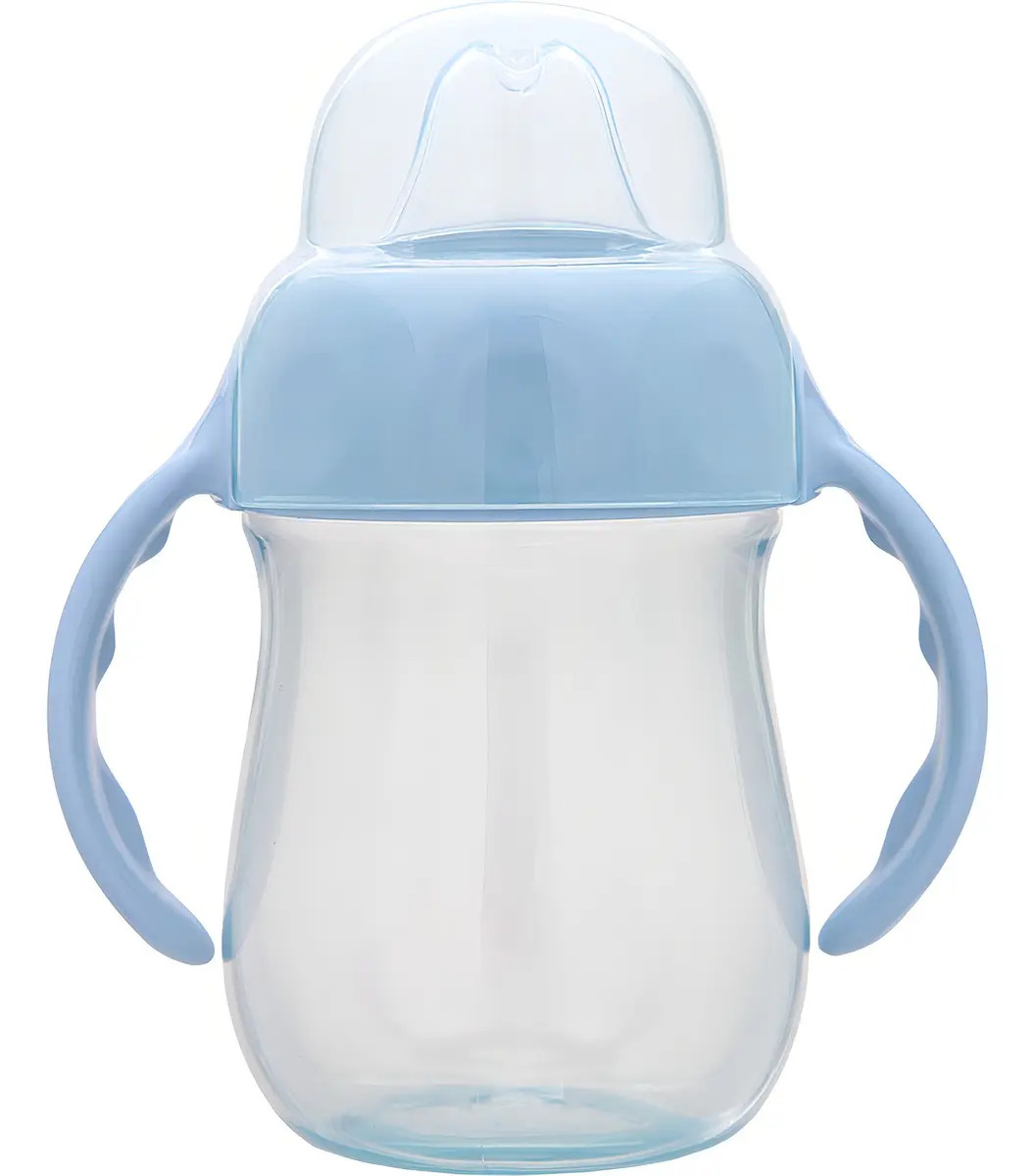 Copo De Treinamento Buba Com Alça E Bico Em Silicone Azul Azul-claro Liso
