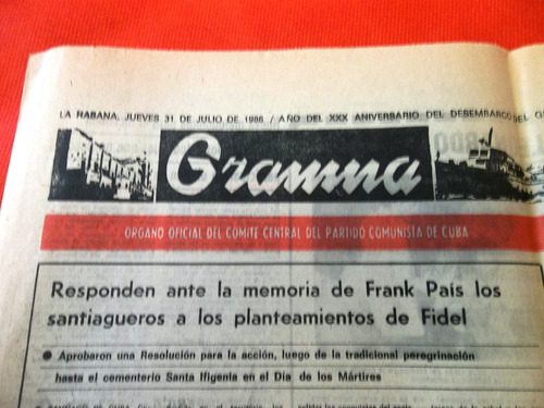 Granma Diario Cubano Original La Habana 1986 Único Excelente