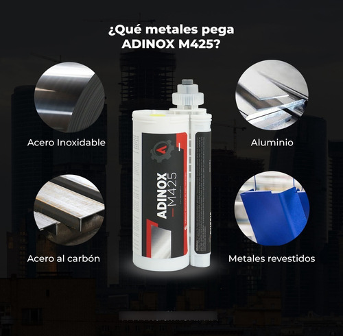 Imagen 3 de 3 de Caja De Adinox® M425, Adhesivo Mma Color Negro, Curado Medio