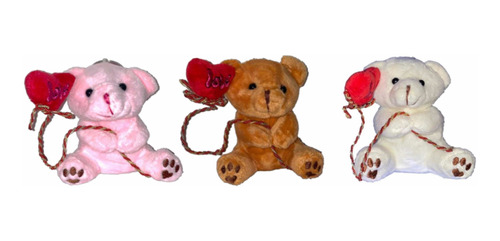 Pack 12 Peluches Llaveros Ositos Corazón Amor 11cm Surtidos