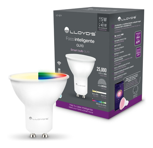 Lloyd's Foco Inteligente Gu10 Rgb + Luz Fría Y Cálida 400 Lm