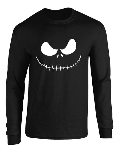 Camibuso  Jack Skellington  Camiseta Manga Larga Negra