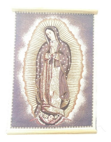 Pendon En Tela De La Virgen De Guadalupe 54x36 Cm