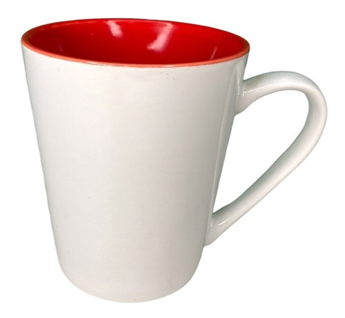 Taza De Cerámica Blanca Con Interior Rojo Dekora 3 Piezas 