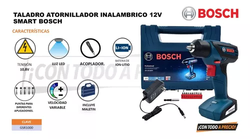 Taladro Atornillador Inalámbrico Bosch GSR 1000 Smart 12V
