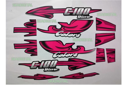 Kit Completo De Calcomanías Honda C100 Wave-colors